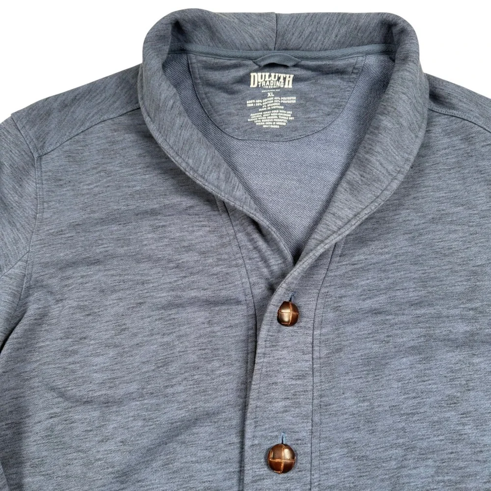 Duluth Trading Co Loophole Cardigan Mens XL Blue Shawl Collar Relaxed Fit 88311